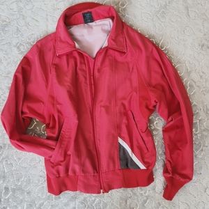 Vintage Sunbuster Red 80s Jacket Banded Hem Bomber Style M